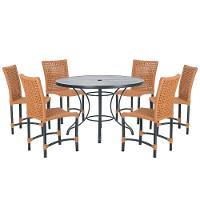 Mesa Ascoli 120 Cm Com 6 Cadeiras Cannes De Alumínio Trama Terra Cota - 1