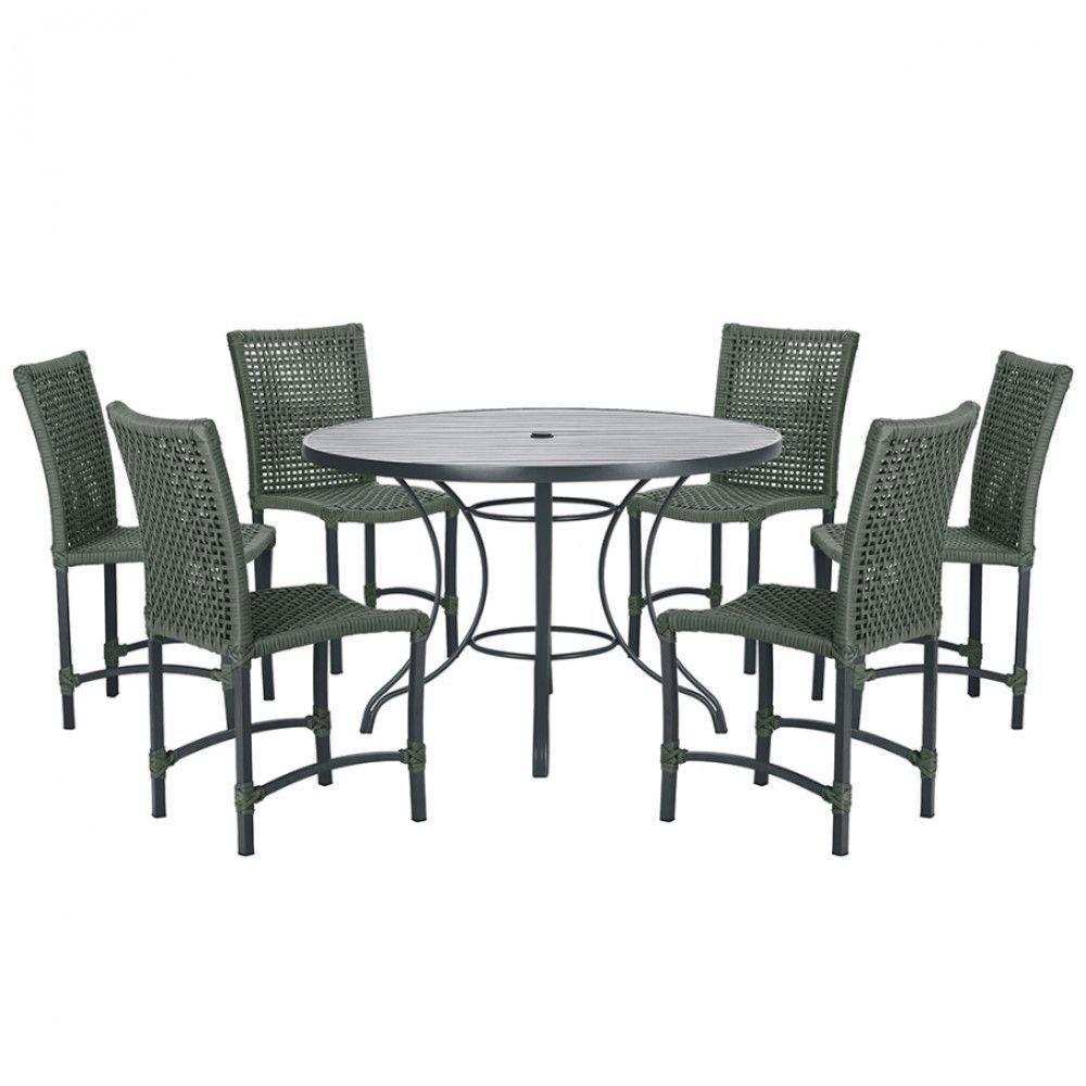 Mesa Ascoli 120 Cm Com 6 Cadeiras Cannes De Alumínio Trama Verde - 1