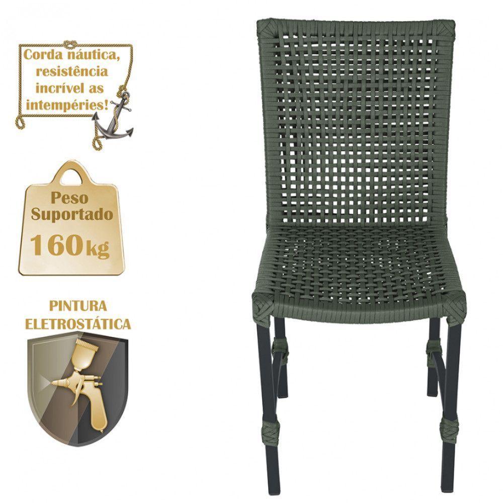 Mesa Ascoli 120 Cm Com 6 Cadeiras Cannes De Alumínio Trama Verde - 3