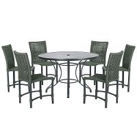 Mesa Ascoli 120 Cm Com 6 Cadeiras Cannes De Alumínio Trama Verde - 1