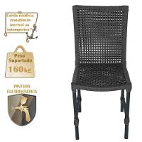 Mesa Ascoli 120 Cm Com 6 Cadeiras Cannes De Alumínio Trama Preto