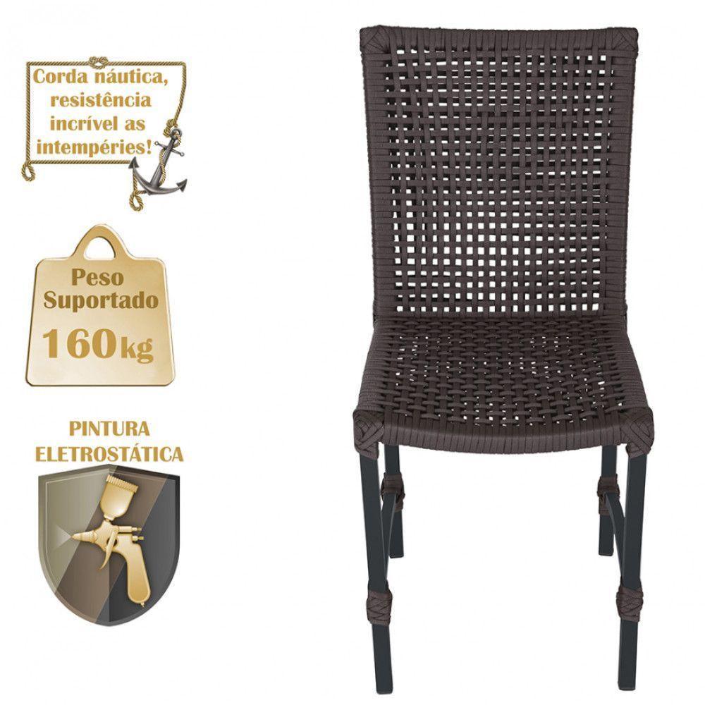 Mesa Ascoli 120 Cm Com 6 Cadeiras Cannes De Alumínio Trama Marrom - 4