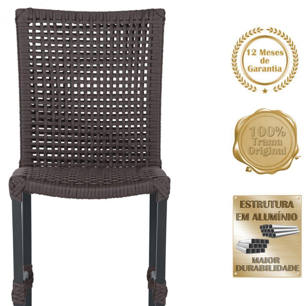 Mesa Ascoli 120 Cm Com 6 Cadeiras Cannes De Alumínio Trama Marrom - 5