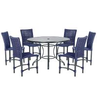Mesa Ascoli 120 Cm Com 6 Cadeiras Cannes De Alumínio Trama Azul - 1