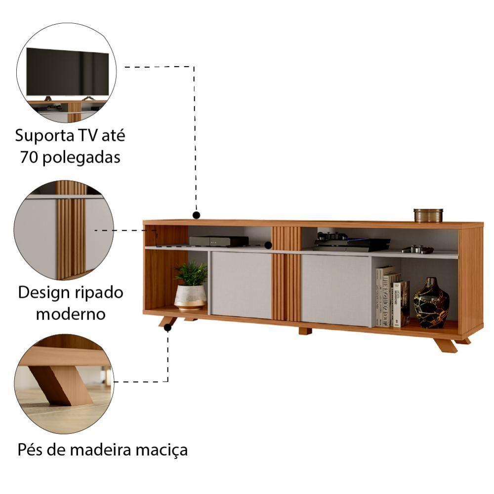 Rack Bancada Para Tv Até 70 Polegadas 1,80M Nt 1290 Freijó / Off White Freijó Trend - 3