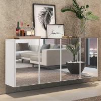 Aparador Buffet 2 Portas Com Espelho Suspenso Vegas V3612 Branco Branco - 8