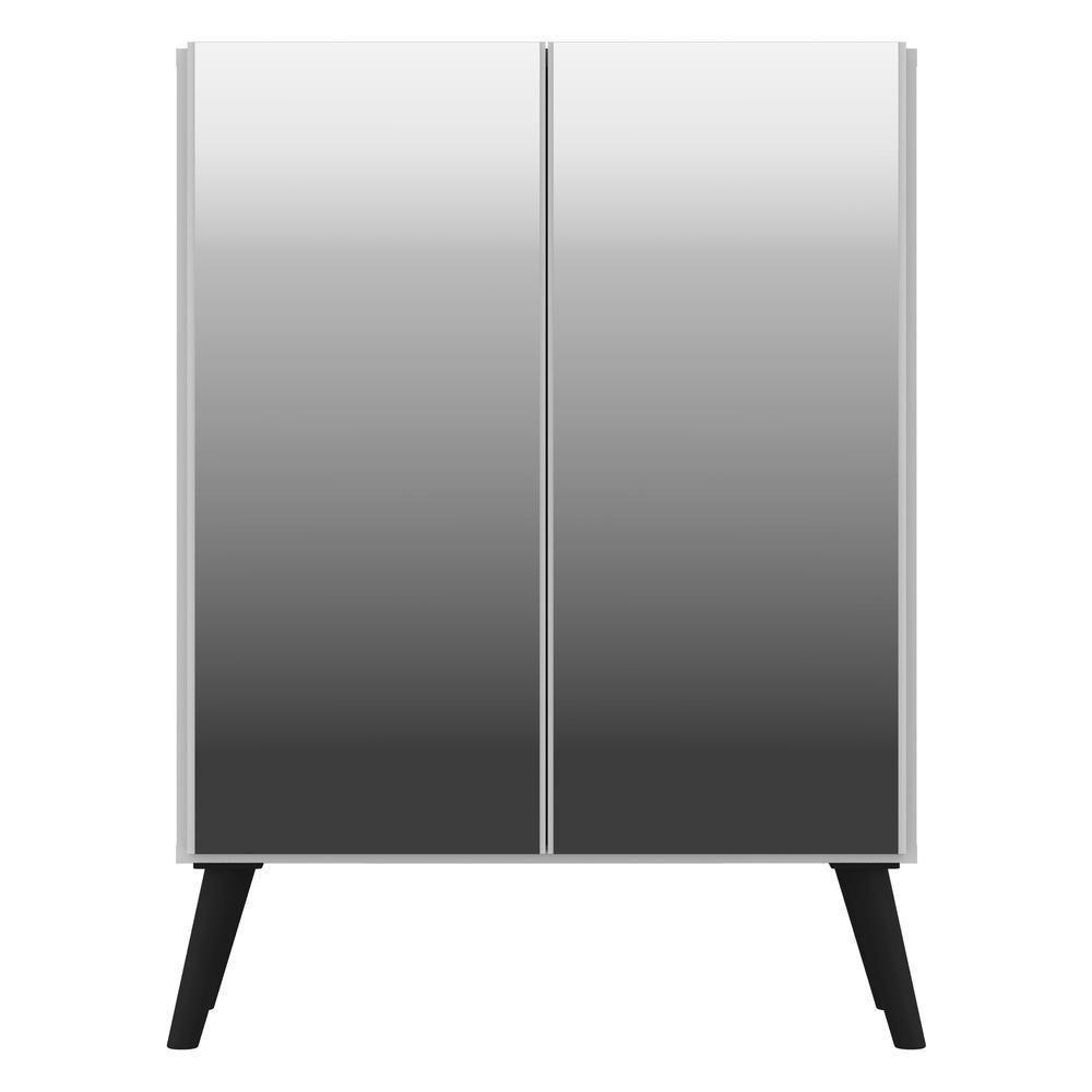 Aparador Buffet 2 Portas Com Espelho Retrô Vegas V3613 Branco/Preto Branco/Preto - 3