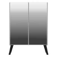 Aparador Buffet 2 Portas Com Espelho Retrô Vegas V3613 Branco/Preto Branco/Preto - 3