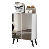 Aparador Buffet 2 Portas Com Espelho Retrô Vegas V3613 Branco/Preto Branco/Preto - 5