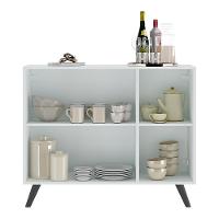 Aparador Buffet 2 Portas Com Espelho Retrô Vegas V3613 Branco/Preto Branco/Preto - 10