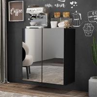 Aparador Buffet 2 Portas Com Espelho Suspenso Vegas V3612 Preto Preto - 5