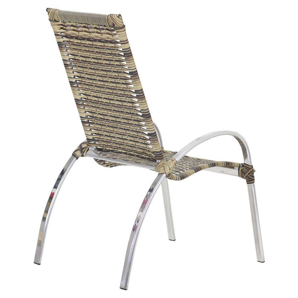 Jogo De Mesa E Cadeiras De Alumínio Em Fibra Trama Original Cappuccino - 4