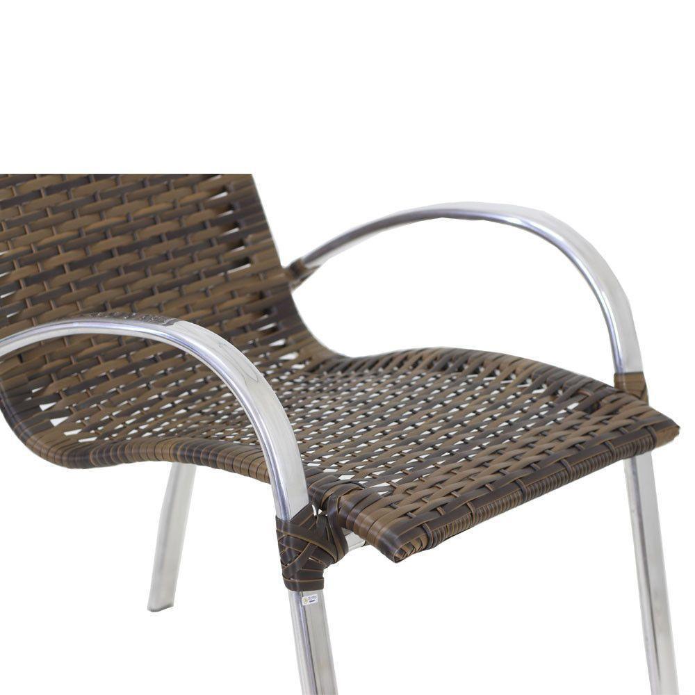 Jogo De Mesa E Cadeiras De Alumínio Em Fibra Trama Original Argila - 3