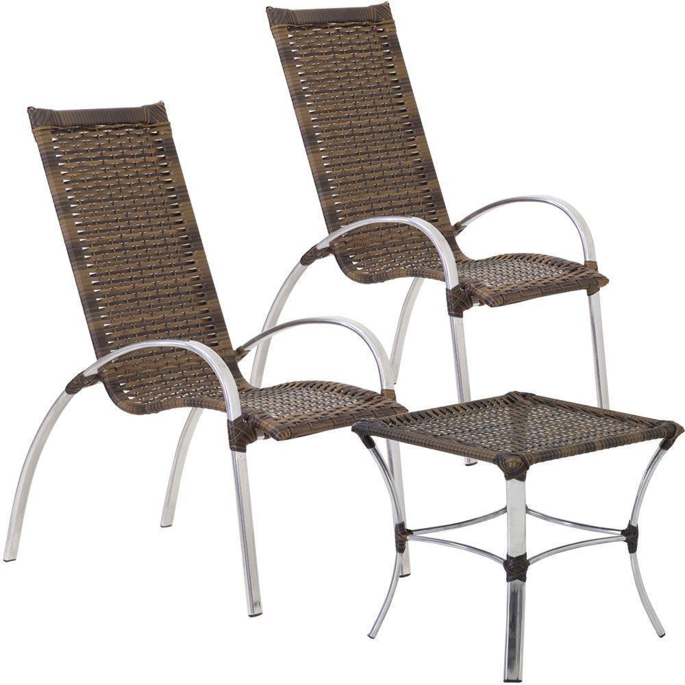 Jogo De Mesa E Cadeiras De Alumínio Em Fibra Trama Original Argila - 6