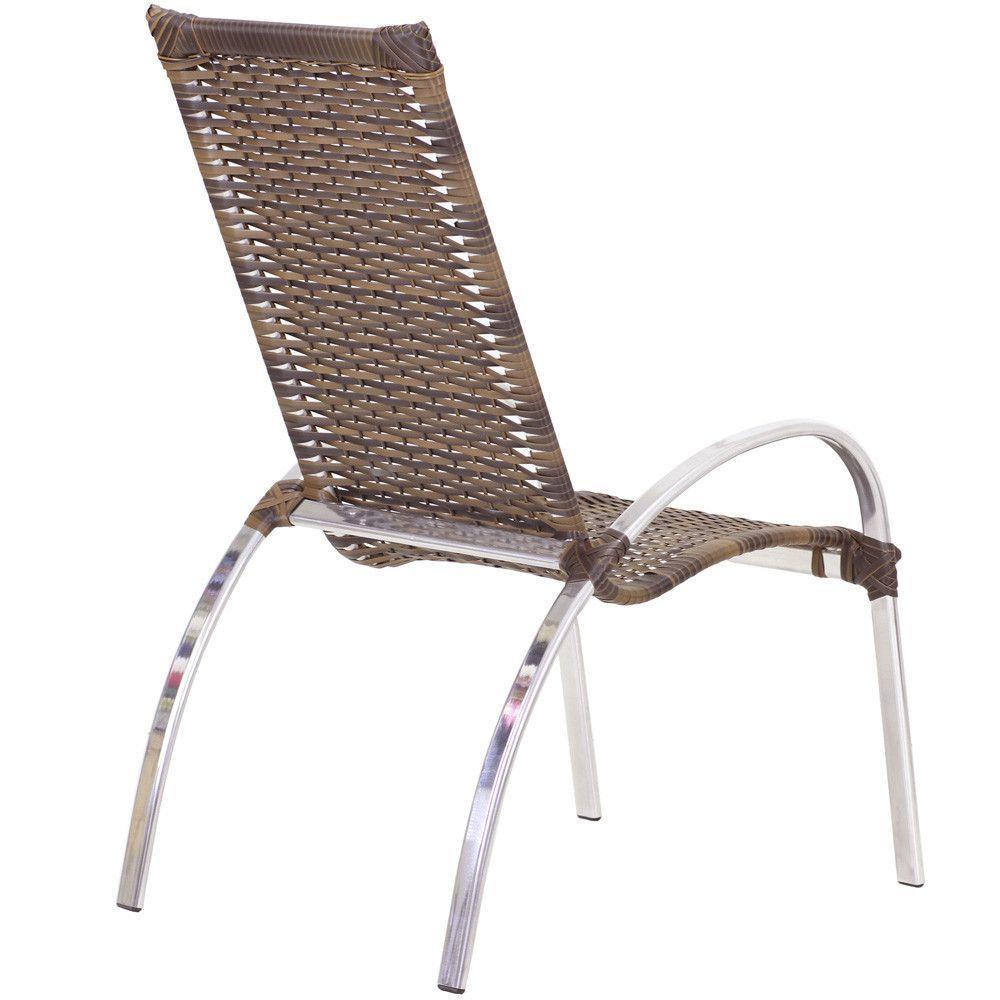 Jogo De Mesa E Cadeiras De Alumínio Em Fibra Trama Original Argila - 7