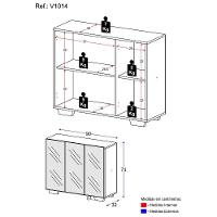 Aparador Buffet 2 Portas Com Espelho E Pés Quadrados Vegas V3614 Branco Branco - 10