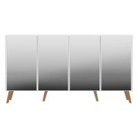 Aparador Buffet 2 Portas Com Espelho Retrô Vegas V3613 Branco/Natural Branco/Natural - 6