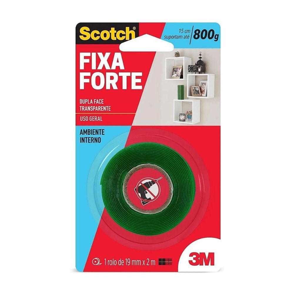Fita Dupla Face 3m Scotch Fixa Forte Transparente 19mm X 2 Metros - 1