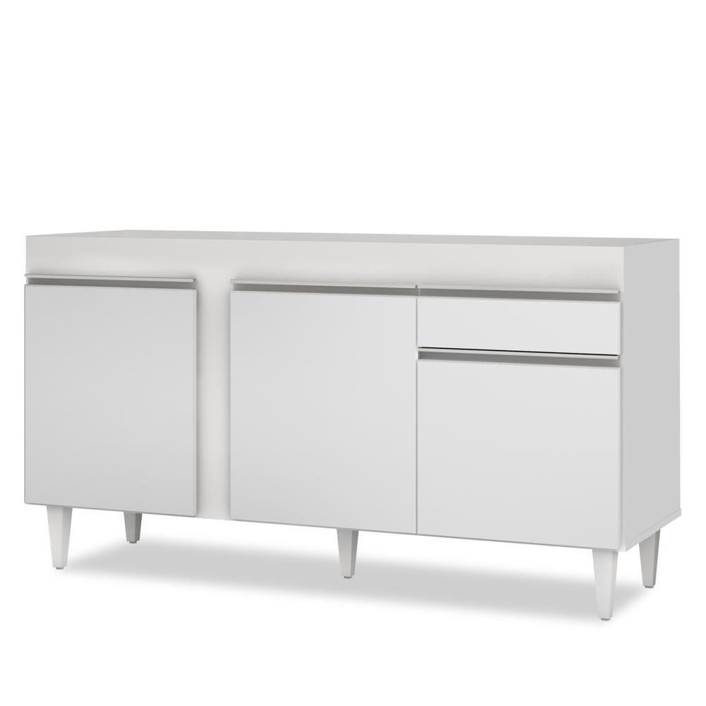 Balcão Gabinete Para Pia 150cm Sem Tampo 3 Portas 1 Gaveta Dakota Branco - Lumil - 1