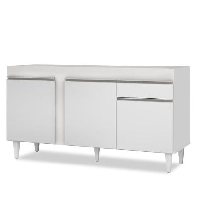 Balcão Gabinete Para Pia 150cm Sem Tampo 3 Portas 1 Gaveta Dakota Branco - Lumil