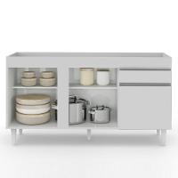 Balcão Gabinete Para Pia 150cm Sem Tampo 3 Portas 1 Gaveta Dakota Branco - Lumil - 3