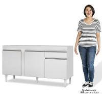 Balcão Gabinete Para Pia 150cm Sem Tampo 3 Portas 1 Gaveta Dakota Branco - Lumil - 5