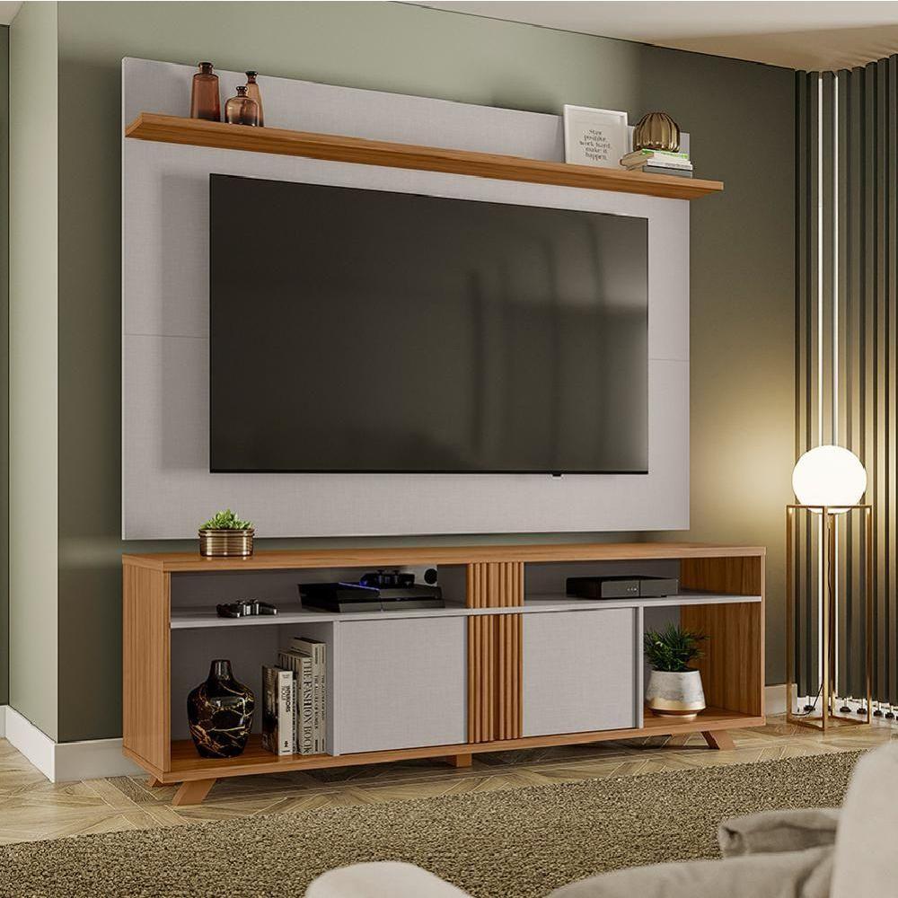 Rack Bancada Com Painel Para Tv Até 70 Polegadas 1,80M Freijó / Off White Notável Freijó Trend - 1