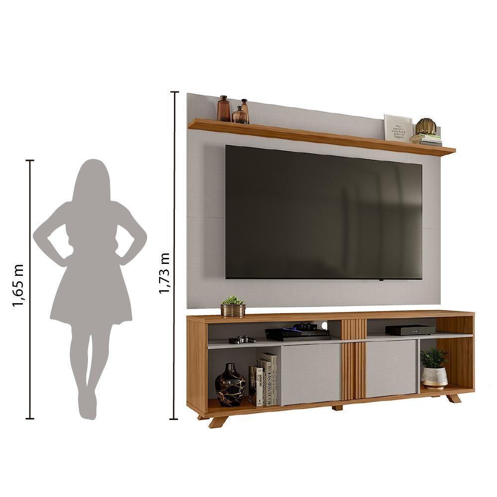 Rack Bancada Com Painel Para Tv Até 70 Polegadas 1,80M Freijó / Off White Notável Freijó Trend - 2