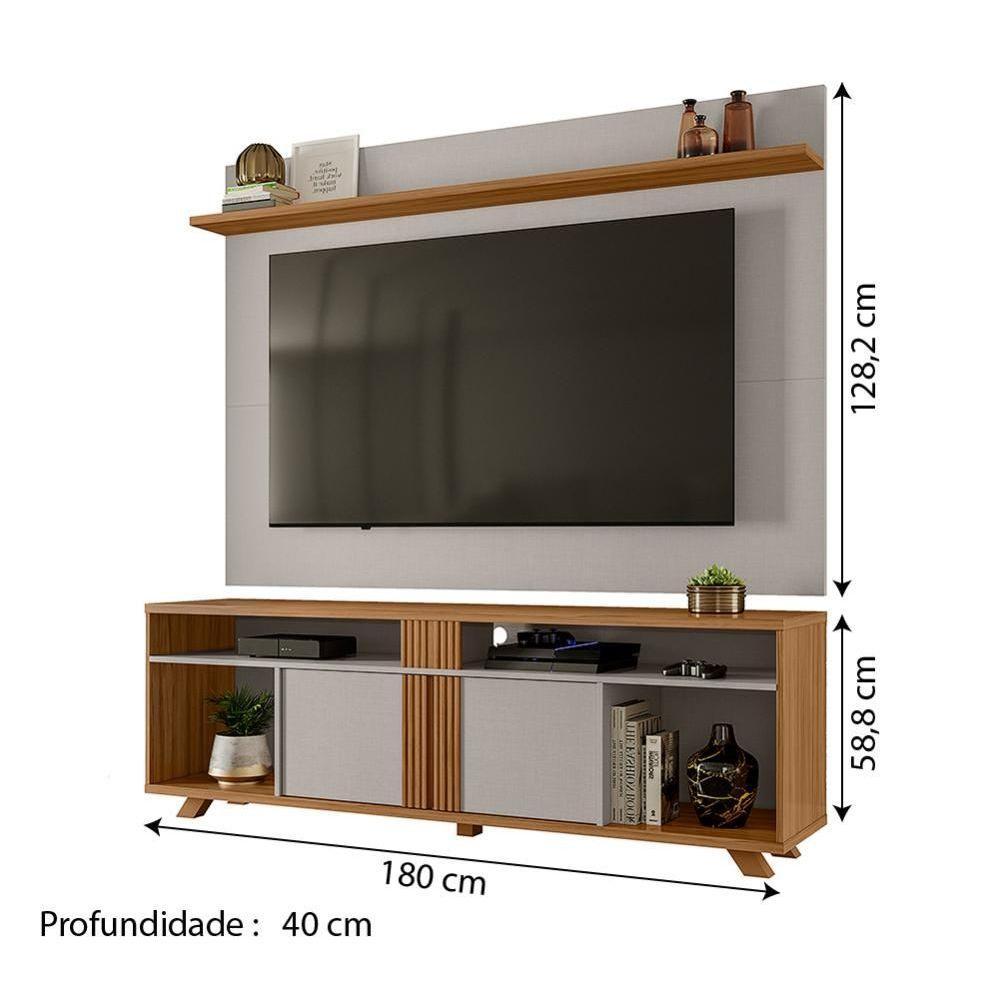 Rack Bancada Com Painel Para Tv Até 70 Polegadas 1,80M Freijó / Off White Notável Freijó Trend - 4