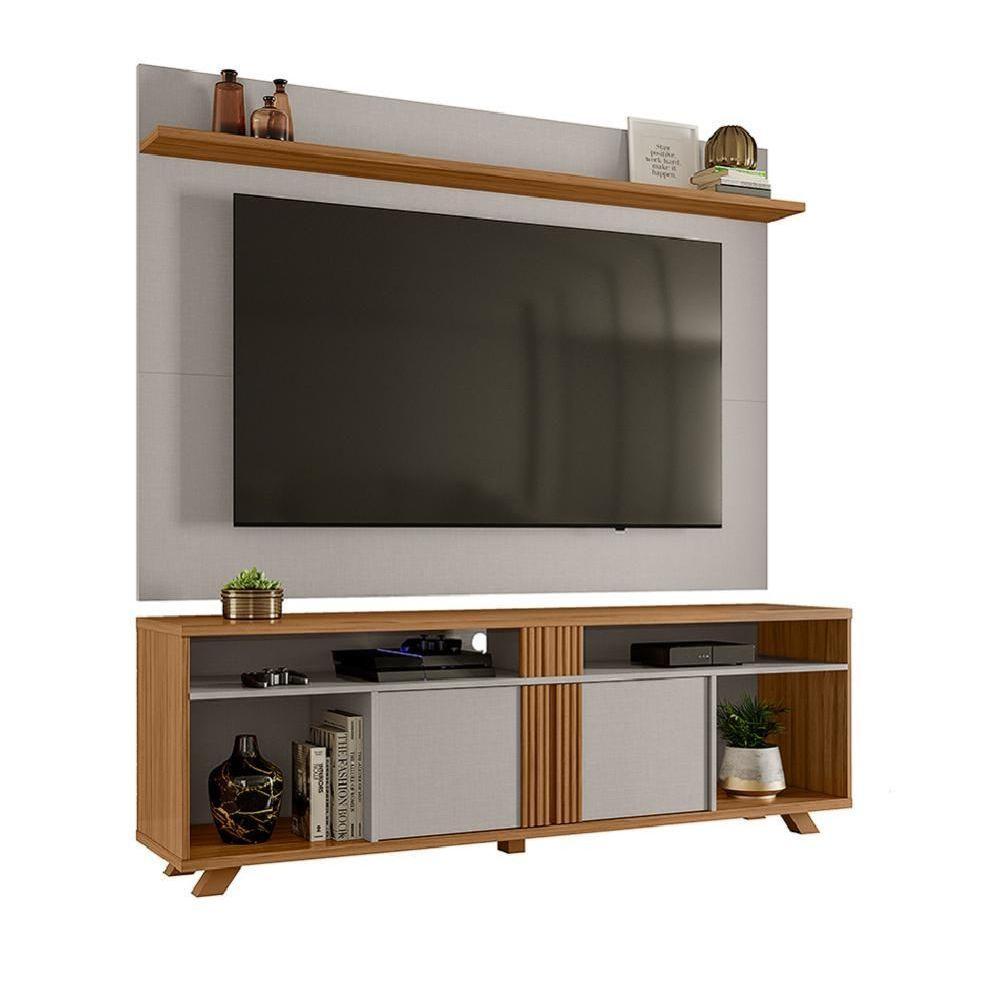 Rack Bancada Com Painel Para Tv Até 70 Polegadas 1,80M Freijó / Off White Notável Freijó Trend - 5