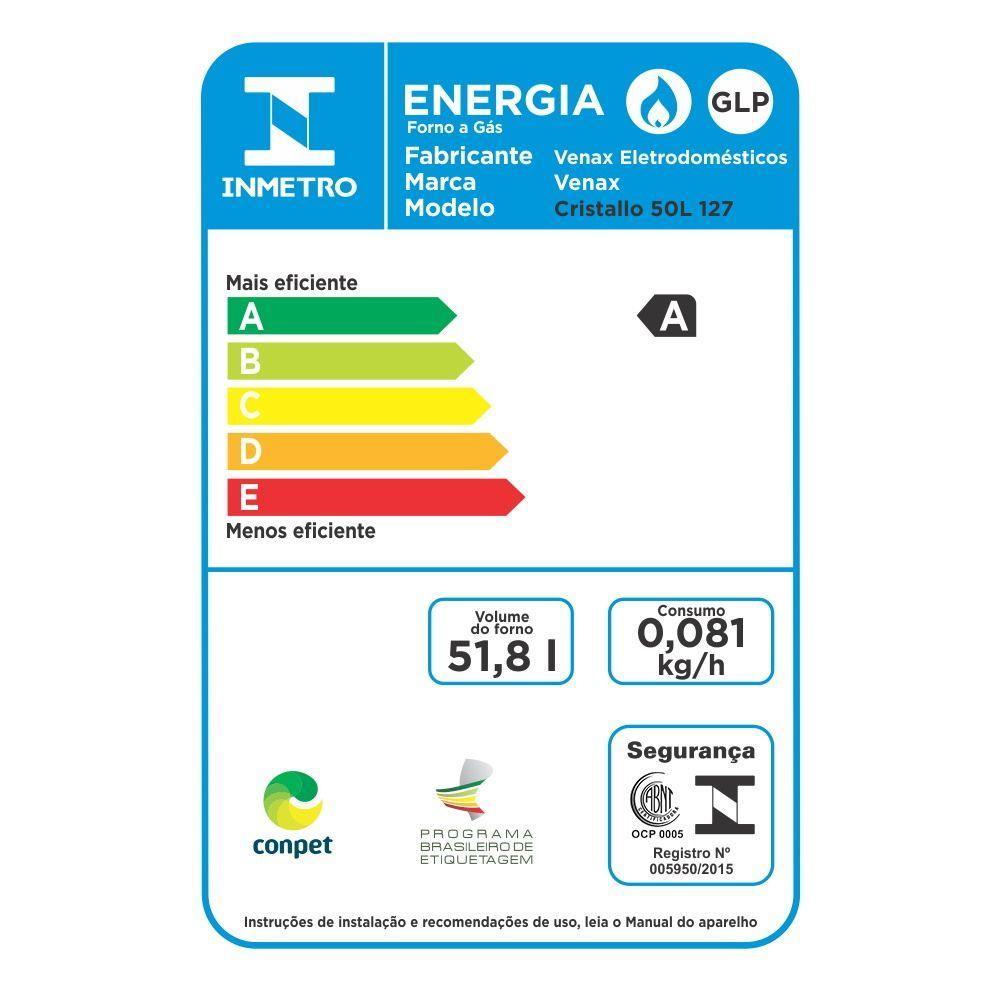 Forno De Embutir A Gas Venax 50 Litros Giii Gas Glp Cristallo 127V - 4