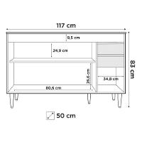 Balcão Gabinete Para Pia 120cm Sem Tampo 3 Portas 2 Gavetas Michigan Castanho/cinza - Lumil - 7