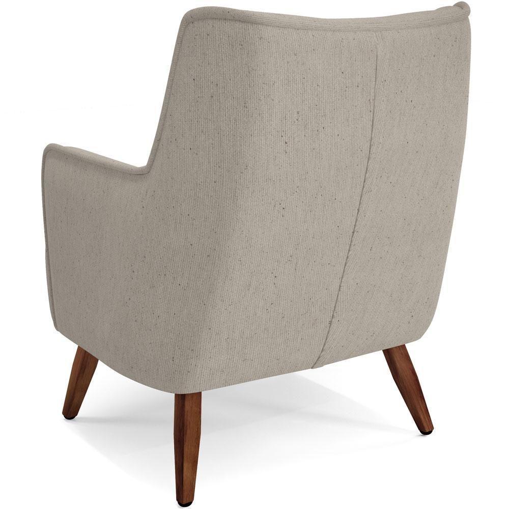 Poltrona Fixa Pés De Madeira Isabella Linho Bege C-107 - 2