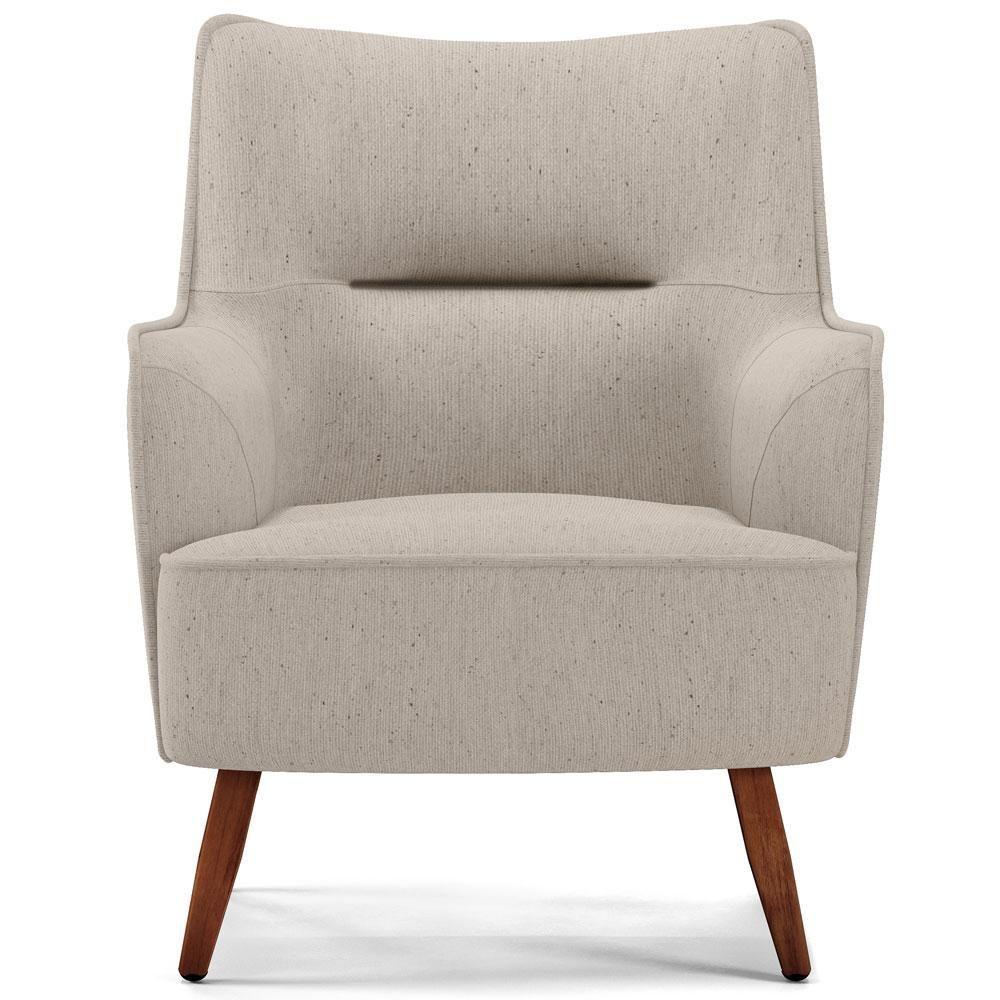 Poltrona Fixa Pés De Madeira Isabella Linho Bege C-107 - 6