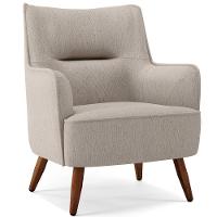 Poltrona Fixa Pés De Madeira Isabella Linho Bege C-107 - 1