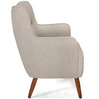 Poltrona Fixa Pés De Madeira Isabella Linho Bege C-107 - 3