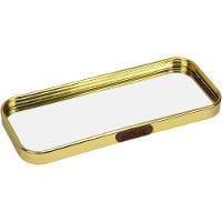 Bandeja Decorativa Para Servir Retangular Home&co Com Espelho Metal 1x22x9cm Dourado - 1