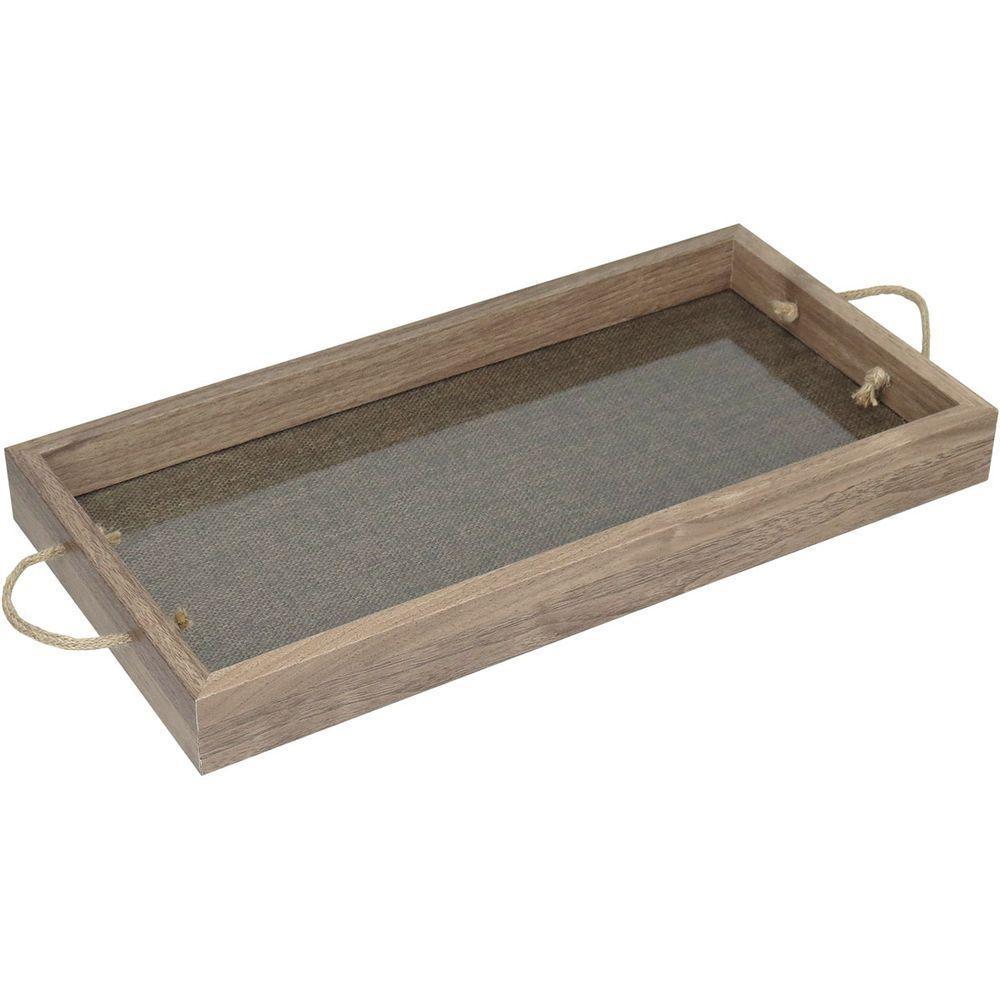 Bandeja Decorativa Para Servir Home&co Retangular Mdf 20x40x4cm Bege - 1