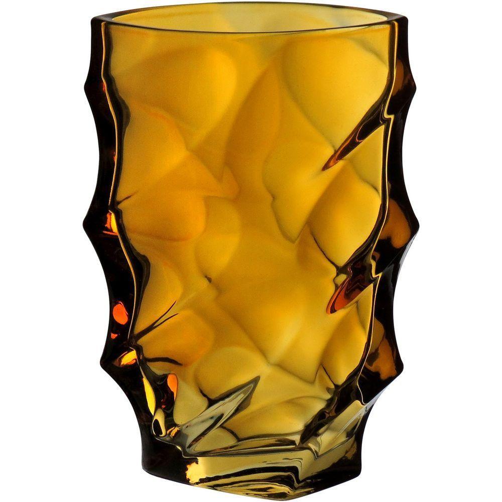Vaso Decorativo Enfeite Casa Ondas Home&co Vidro 19x12x12cm âmbar - 1
