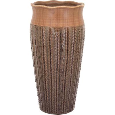 Vaso Decorativo Enfeite Casa Cerâmica 33x16x16cm Marrom