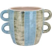 Cachepô Vaso Decorativo Planta Cerâmica 15x22x22cm Azul - 1