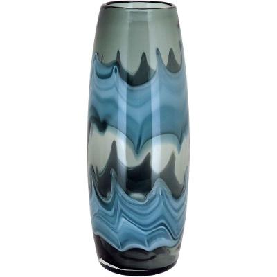 Vaso Decorativo Enfeite Casa Vidro 35x14x14cm Azul