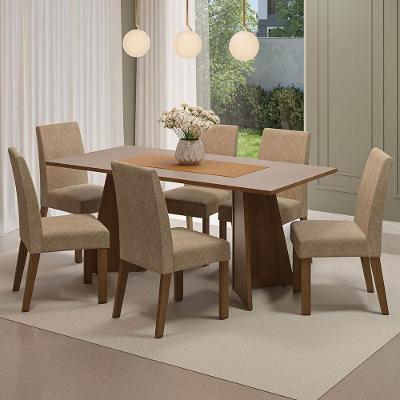 Conjunto Mesa de Jantar 6 Cadeiras Rustic-crema-imperial