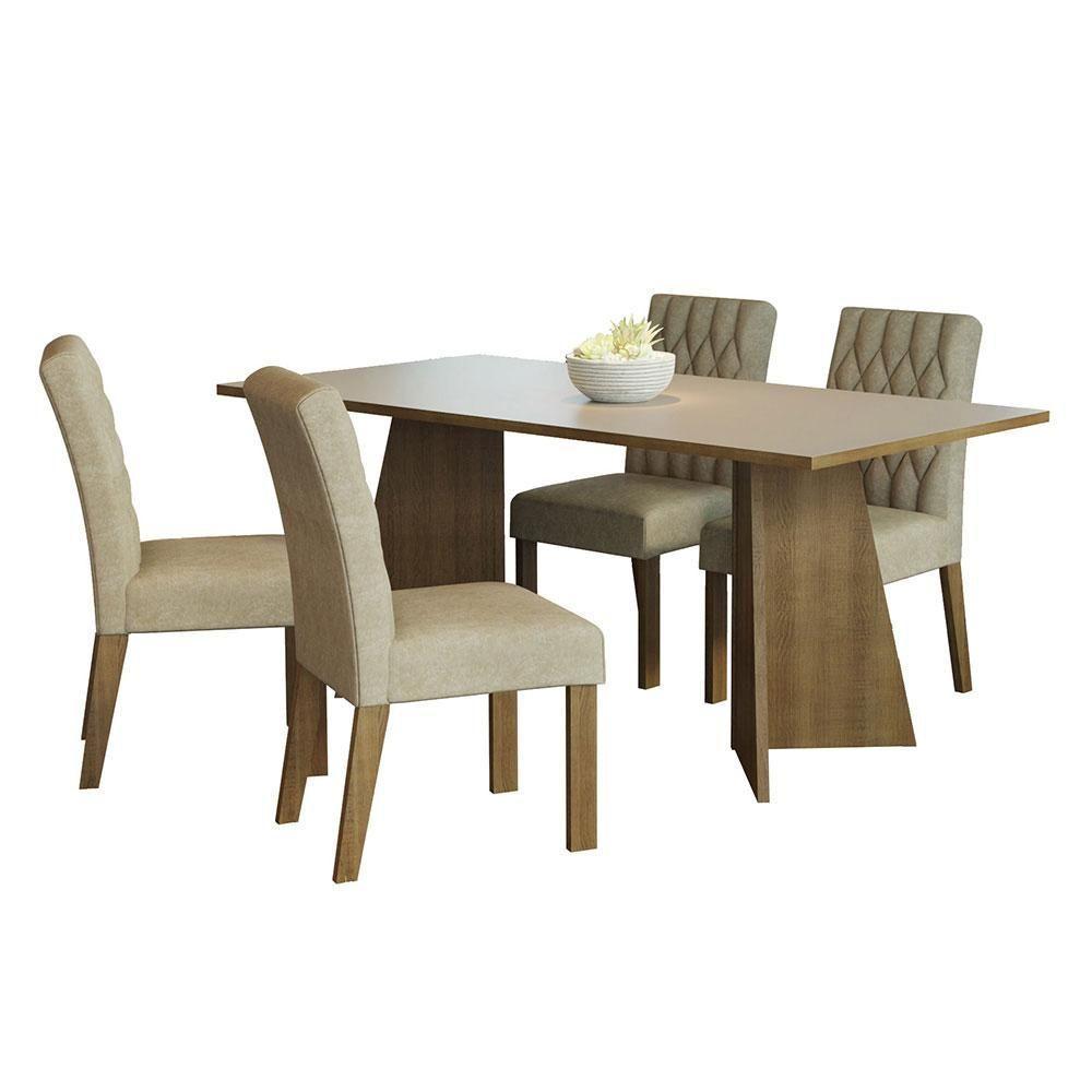 Conjunto Sala Jantar Mesa Madeira 4 Cadeiras Madesa - 7