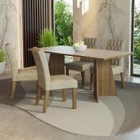 Conjunto Sala Jantar Mesa Madeira 4 Cadeiras Madesa - 1