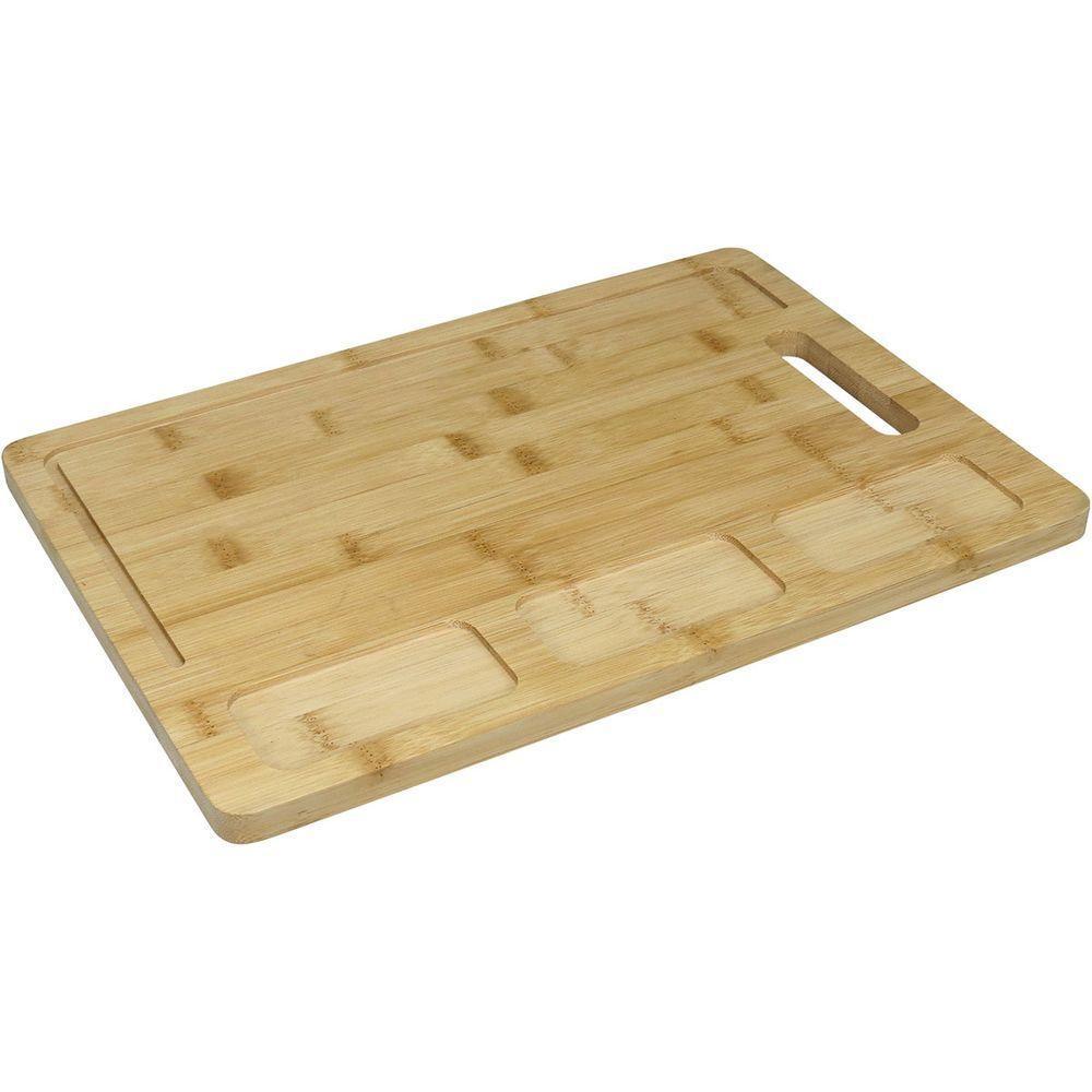 Tábua De Corte 3 Reservatorios E Sulco Home&co Retangular Bambu 1x38x27cm Natural - 1