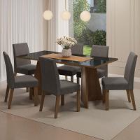 Conjunto Sala Jantar Mesa Vidro 6 Cadeiras Rustic - 1