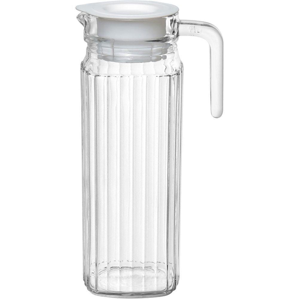 Jarra água Suco Home&co Tampa Branca Vidro 1,1l 24x8x8cm Transparente - 1