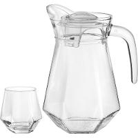 Jogo 5 Peça Jarra/copos água Syco Tampa Acrilico Vidro 1,4l/330ml - 1