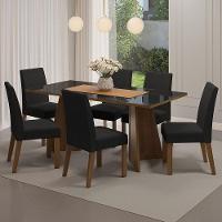 Conjunto Sala Jantar Mesa Vidro 6 Cadeiras Rustic - 1